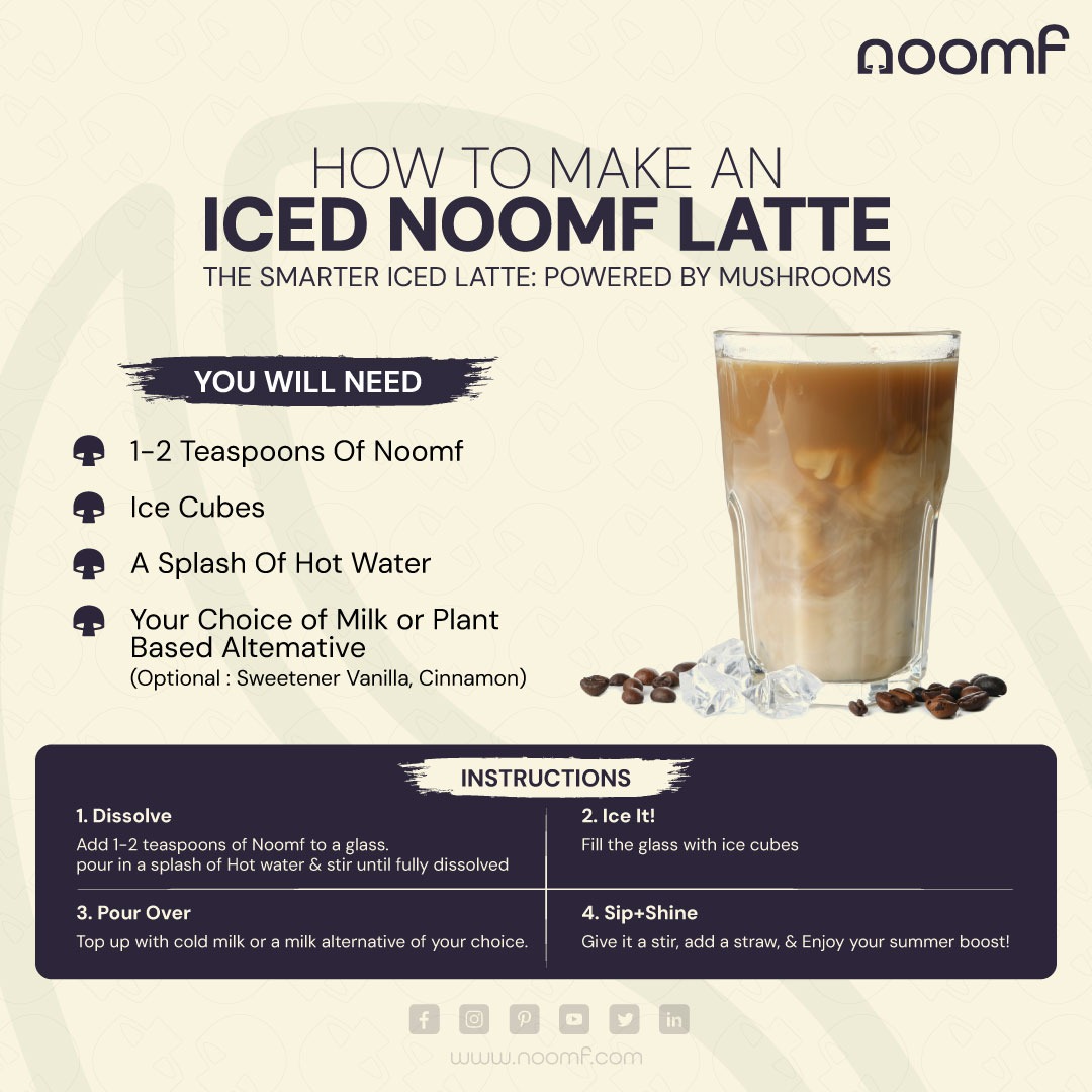 How to make an iced mushroom coffee latte with Noomf - 4 simple steps